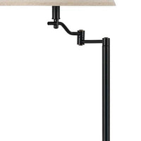 3 Way Metal Body Floor Lamp with Swing Arm and Conical Fabric Shade, Black