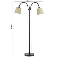 80 Watt Metal Floor Lamp with Dual Gooseneck and Uno Style Shades, Black - BM220842