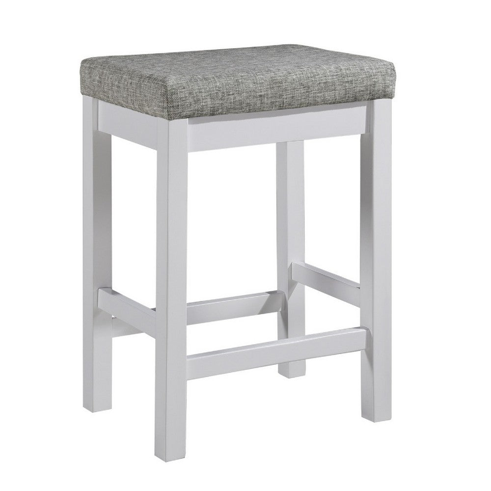 1 Drawer Counter Height Table with Backless Stools,Set of 4,White and Gray - BM220895