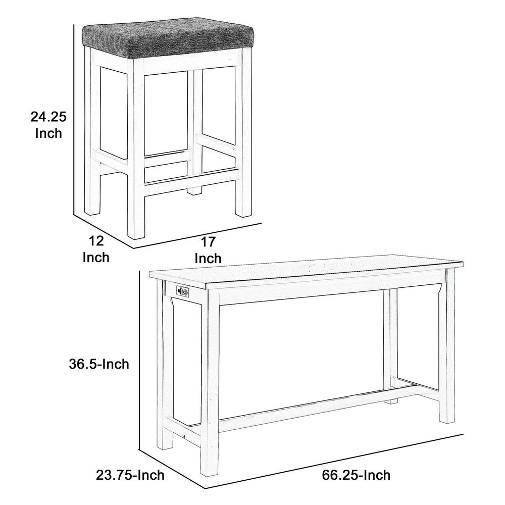 1 Drawer Counter Height Table with Backless Stools,Set of 4,White and Gray - BM220895