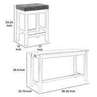 1 Drawer Counter Height Table with Backless Stools,Set of 4,White and Gray - BM220895