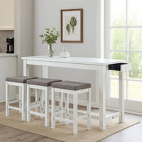 1 Drawer Counter Height Table with Backless Stools,Set of 4,White and Gray - BM220895