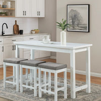 1 Drawer Counter Height Table with Backless Stools,Set of 4,White and Gray - BM220895