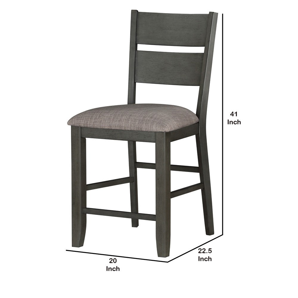 Counter Height with Chair with Ladder Backrest and Fabric Padded Seat, Gray - BM220917