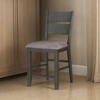 Counter Height with Chair with Ladder Backrest and Fabric Padded Seat, Gray - BM220917