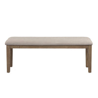 Rectangular Style Wooden Bench with Fabric Upholstered Seat,Brown and Beige - BM220934