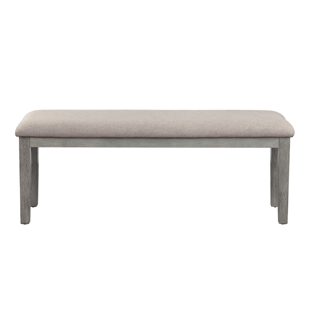 Rectangular Style Wooden Bench with Fabric Upholstered Seat, Gray - BM220936