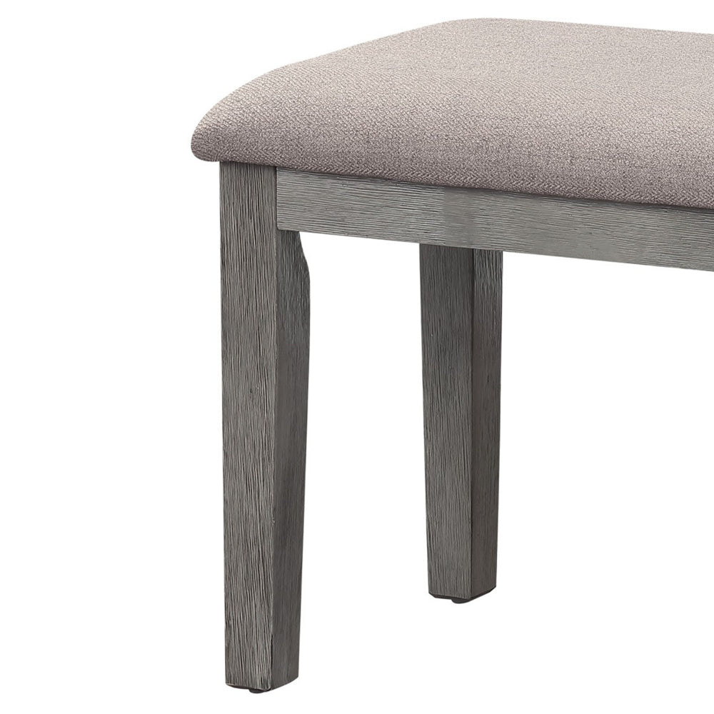 Rectangular Style Wooden Bench with Fabric Upholstered Seat, Gray - BM220936