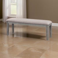 Rectangular Style Wooden Bench with Fabric Upholstered Seat, Gray - BM220936