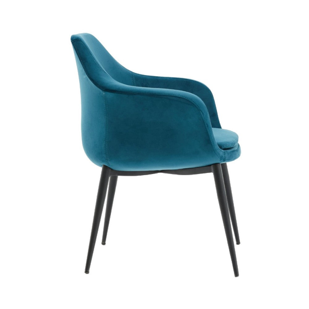 Velvet Upholstered Dining Chair with Padded Seat, Blue - BM221193
