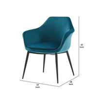 Velvet Upholstered Dining Chair with Padded Seat, Blue - BM221193