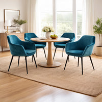 Velvet Upholstered Dining Chair with Padded Seat, Blue - BM221193
