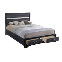 Contemporary Acrylic Trim Accent Eastern King Bed with 2 Drawers, Black - BM221283