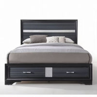 Contemporary Acrylic Trim Accent Eastern King Bed with 2 Drawers, Black - BM221283