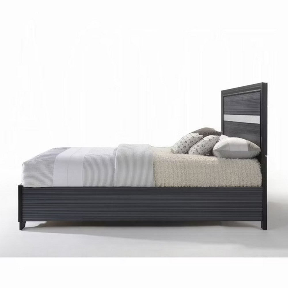 Contemporary Acrylic Trim Accent Eastern King Bed with 2 Drawers, Black - BM221283