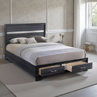 Contemporary Acrylic Trim Accent Eastern King Bed with 2 Drawers, Black - BM221283