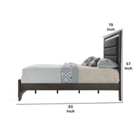 High Profile Panel Eastern King Bed with Fabric Padded Headboard, Gray - BM221297