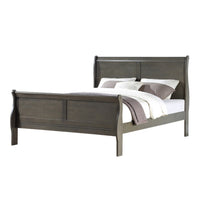 Sleigh Design Eastern King Size Bed with Rectangular Thin Legs, Dark Gray - BM221311