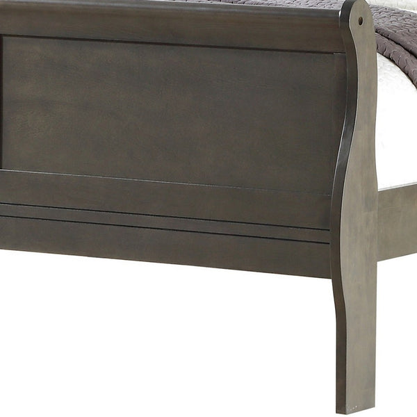 Sleigh Design Eastern King Size Bed with Rectangular Thin Legs, Dark Gray - BM221311