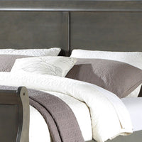 Sleigh Design Eastern King Size Bed with Rectangular Thin Legs, Dark Gray - BM221311