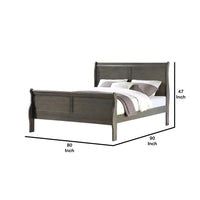Sleigh Design Eastern King Size Bed with Rectangular Thin Legs, Dark Gray - BM221311
