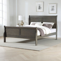 Sleigh Design Eastern King Size Bed with Rectangular Thin Legs, Dark Gray - BM221311