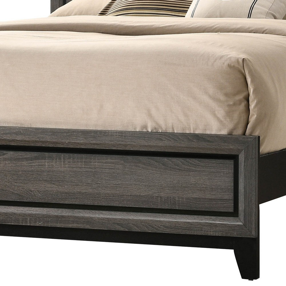 Grooved Panel Contemporary Eastern King Bed with Tapered Legs, Gray - BM221327