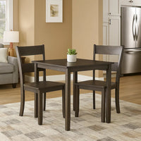 Transitional Wooden Side Chair with Ladder Backrest, Set of 2, Dark Brown - BM221384