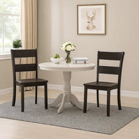 Transitional Wooden Side Chair with Ladder Backrest, Set of 2, Dark Brown - BM221384