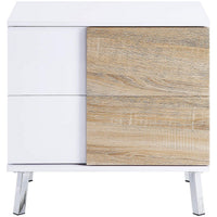 Transitional Wooden Dual Tone End Table with 2 Drawers, White and Brown - BM221389