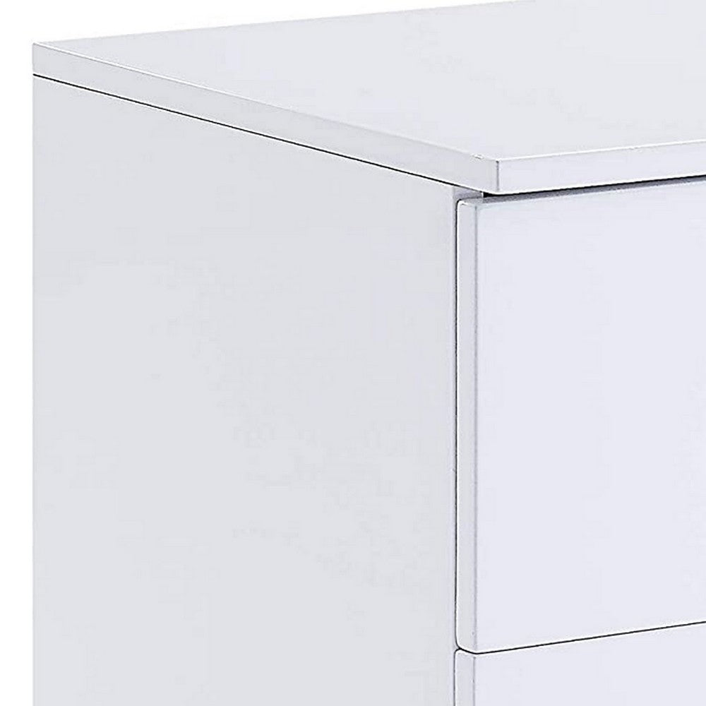 Transitional Wooden Dual Tone End Table with 2 Drawers, White and Brown - BM221389