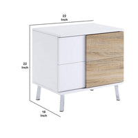Transitional Wooden Dual Tone End Table with 2 Drawers, White and Brown - BM221389