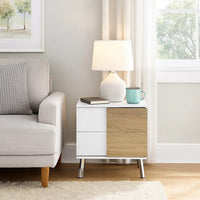 Transitional Wooden Dual Tone End Table with 2 Drawers, White and Brown - BM221389