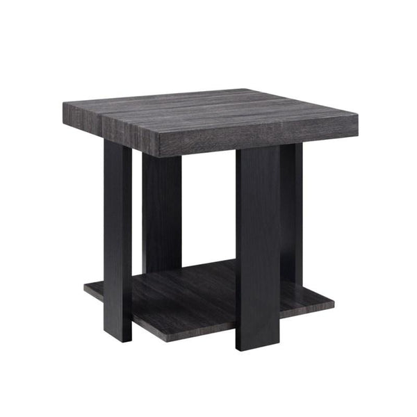 Wood and Metal 3 Piece Cocktail Table Set, Gray and Black - BM221520