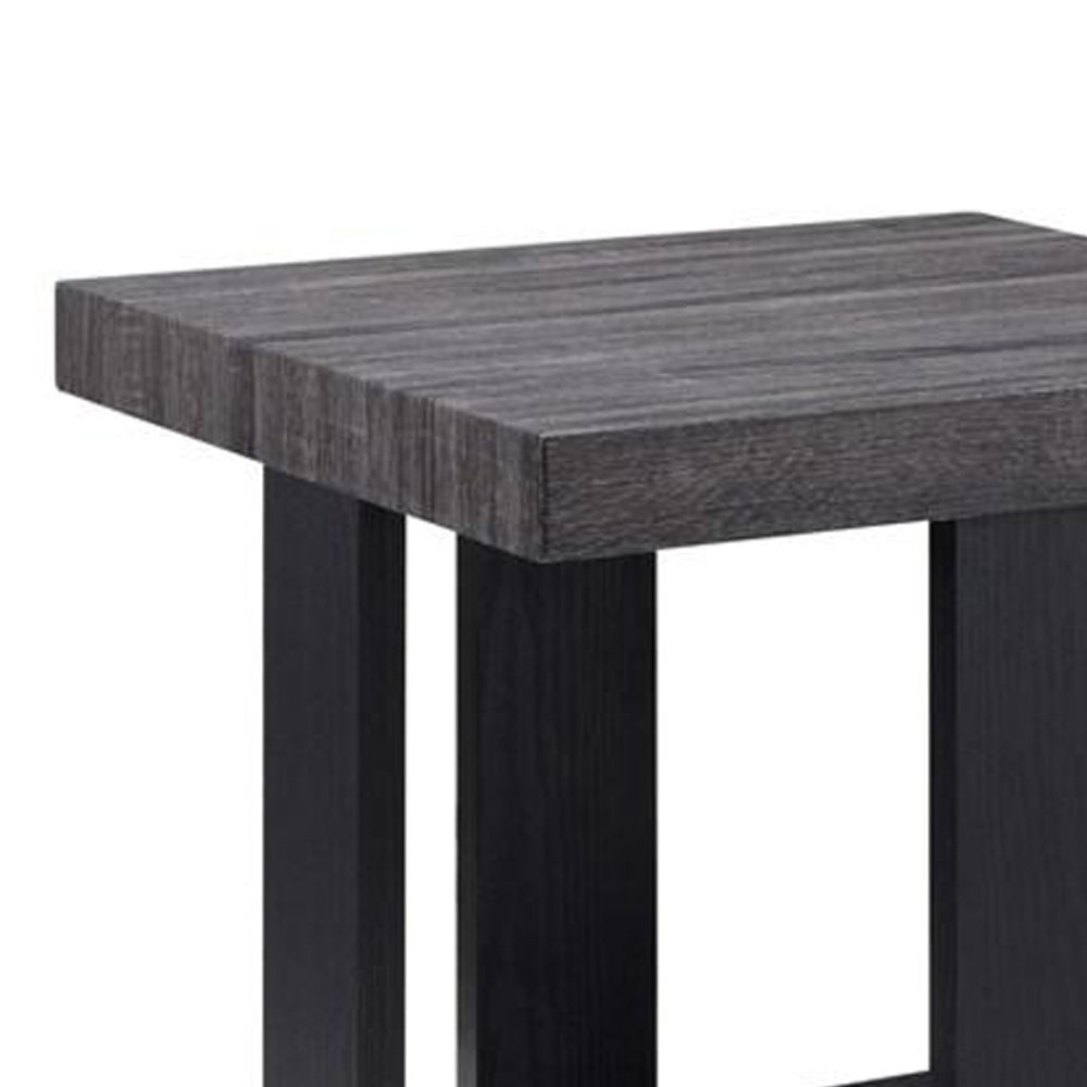 Wood and Metal 3 Piece Cocktail Table Set, Gray and Black - BM221520
