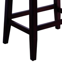 Wooden Stools with Saddle Seat and Button Tufts, Set of 2, Black and Brown - BM221549