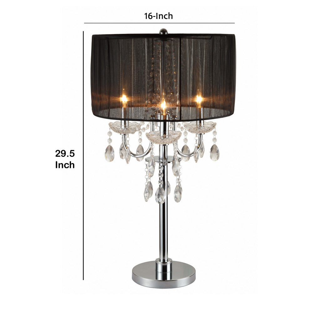 Metal Chandelier Table Lamp with Crystal Accent, Set of 2
