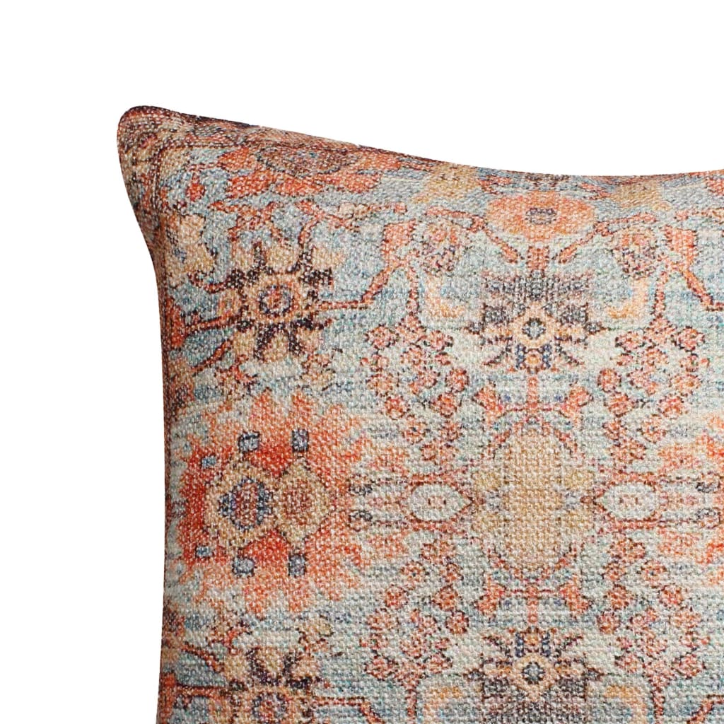 Gib 18 x 18 Handcrafted Square Cotton Accent Throw Pillow, Ornate Vintage Floral Pattern, Multicolor By The Urban Port