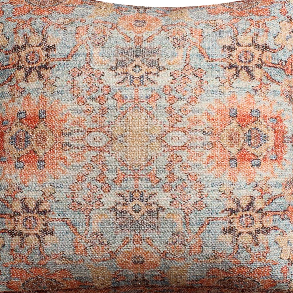 Gib 18 x 18 Handcrafted Square Cotton Accent Throw Pillow, Ornate Vintage Floral Pattern, Multicolor By The Urban Port