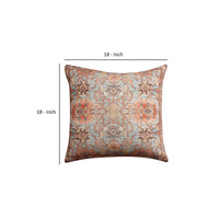 Gib 18 x 18 Handcrafted Square Cotton Accent Throw Pillow, Ornate Vintage Floral Pattern, Multicolor By The Urban Port