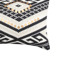 12 x 20 Rectangular Handwoven Jacquard Accent Lumbar Throw Pillow, Sequins, Geometric Design, Set of 2, White, Black By The Urban Port