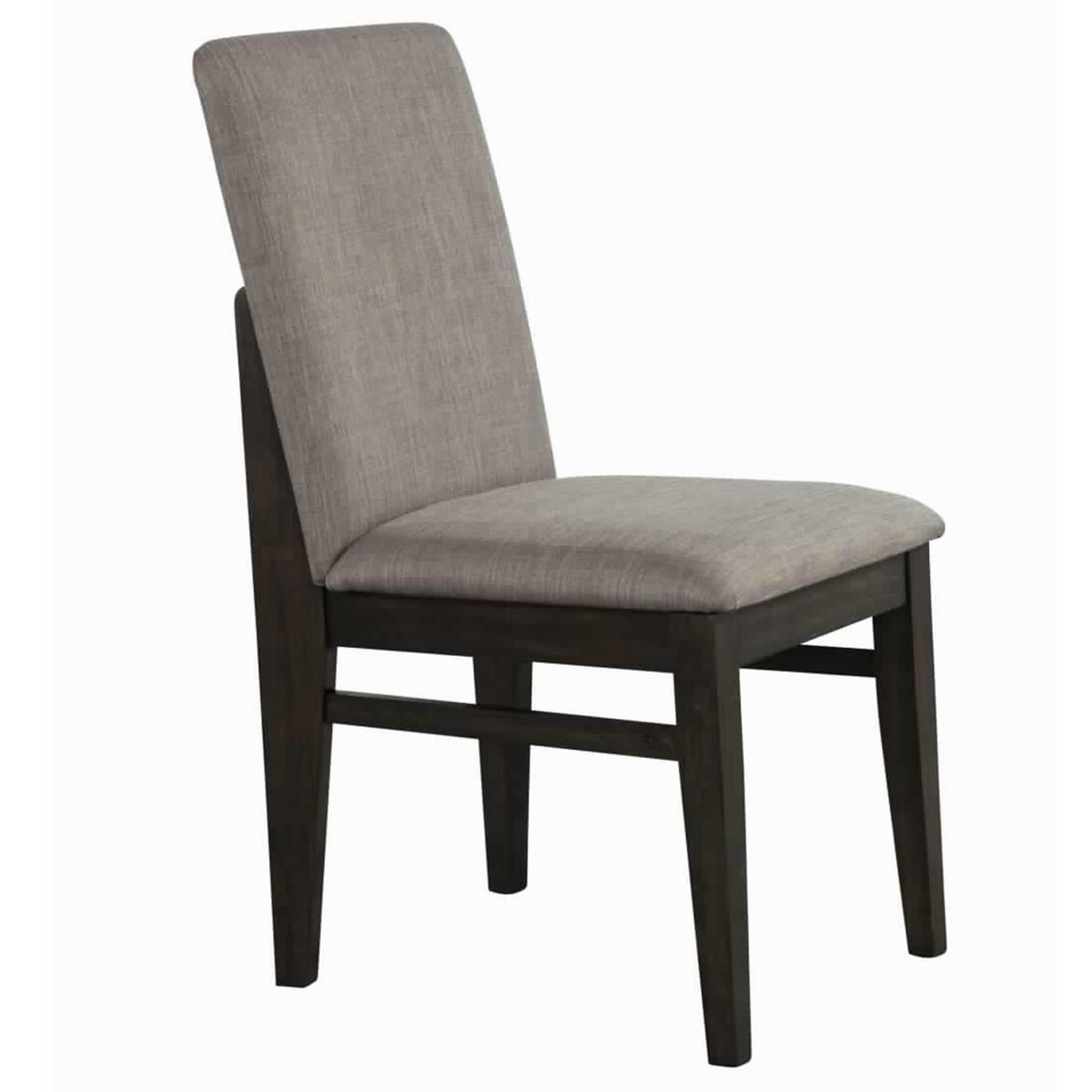 Fabric Upholstered Side Chair with Tapered Legs, Set of 2, Gray and Brown - BM222464