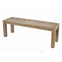 Rectangular Wooden Dining Bench with Block Legs, Weathered Brown - BM222468