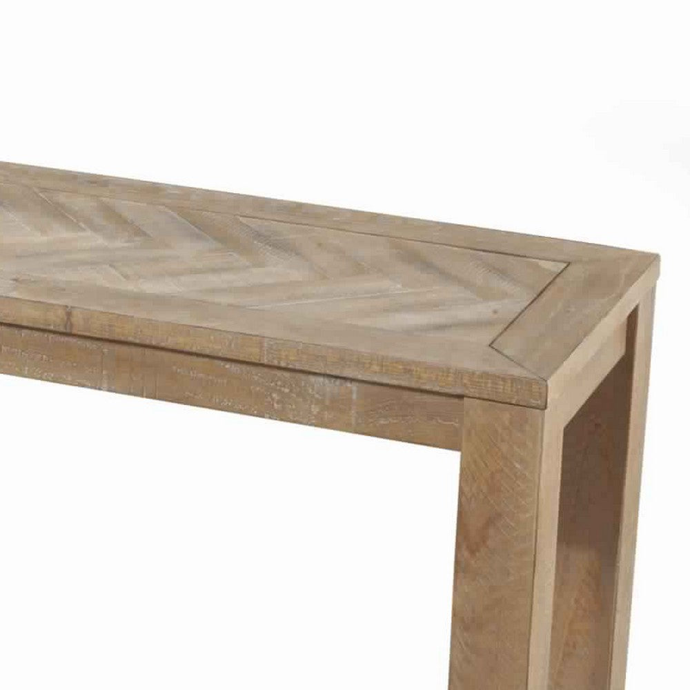 Rectangular Wooden Dining Bench with Block Legs, Weathered Brown - BM222468