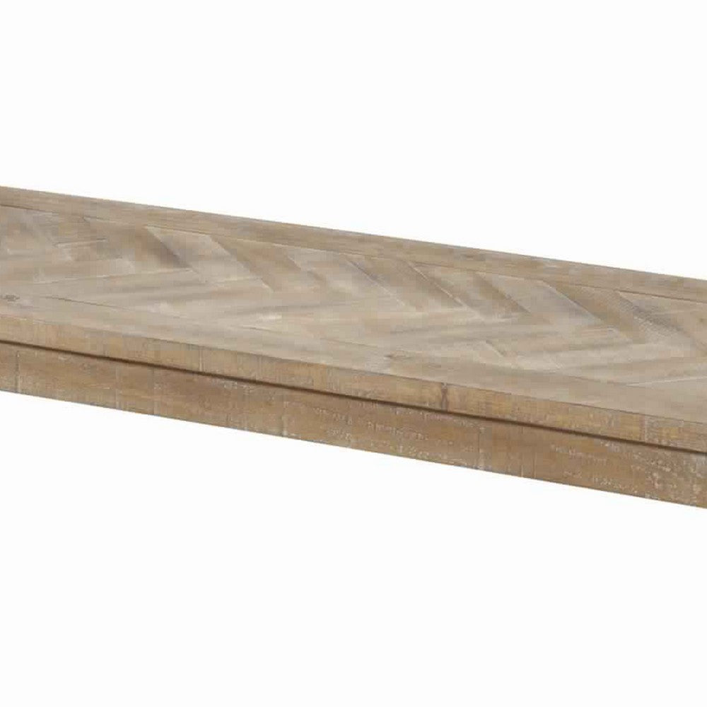 Rectangular Wooden Dining Bench with Block Legs, Weathered Brown - BM222468