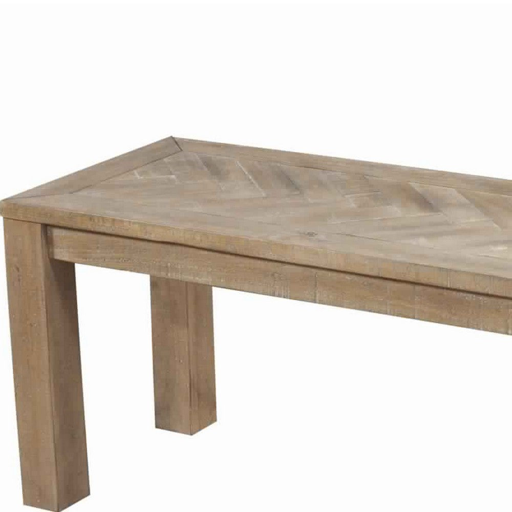 Rectangular Wooden Dining Bench with Block Legs, Weathered Brown - BM222468