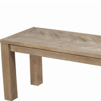 Rectangular Wooden Dining Bench with Block Legs, Weathered Brown - BM222468