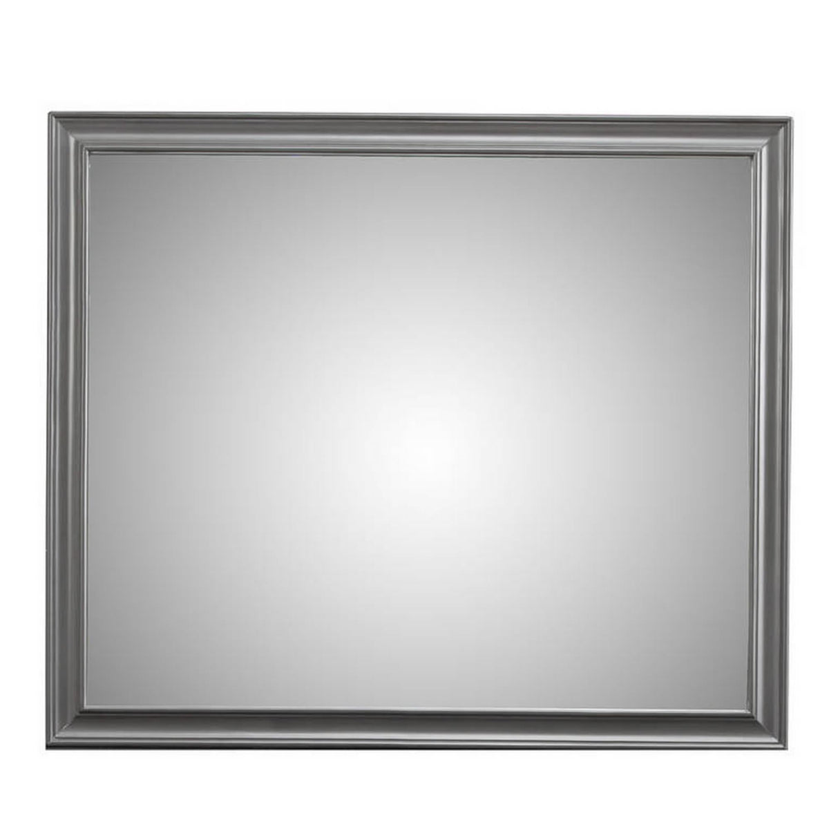 Transitional Style Rectangular Molded Mirror with Wooden Frame, Gray - BM222476