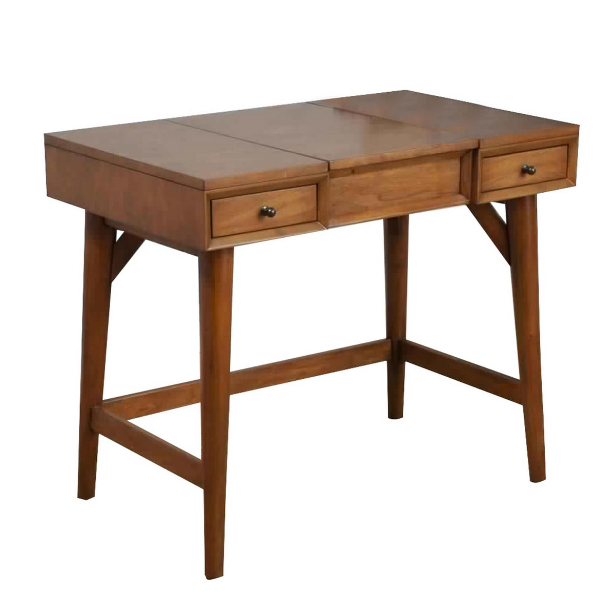 2 Drawer Vanity Desk with Flip Top Mirror and Storage Compartment, Brown - BM222485