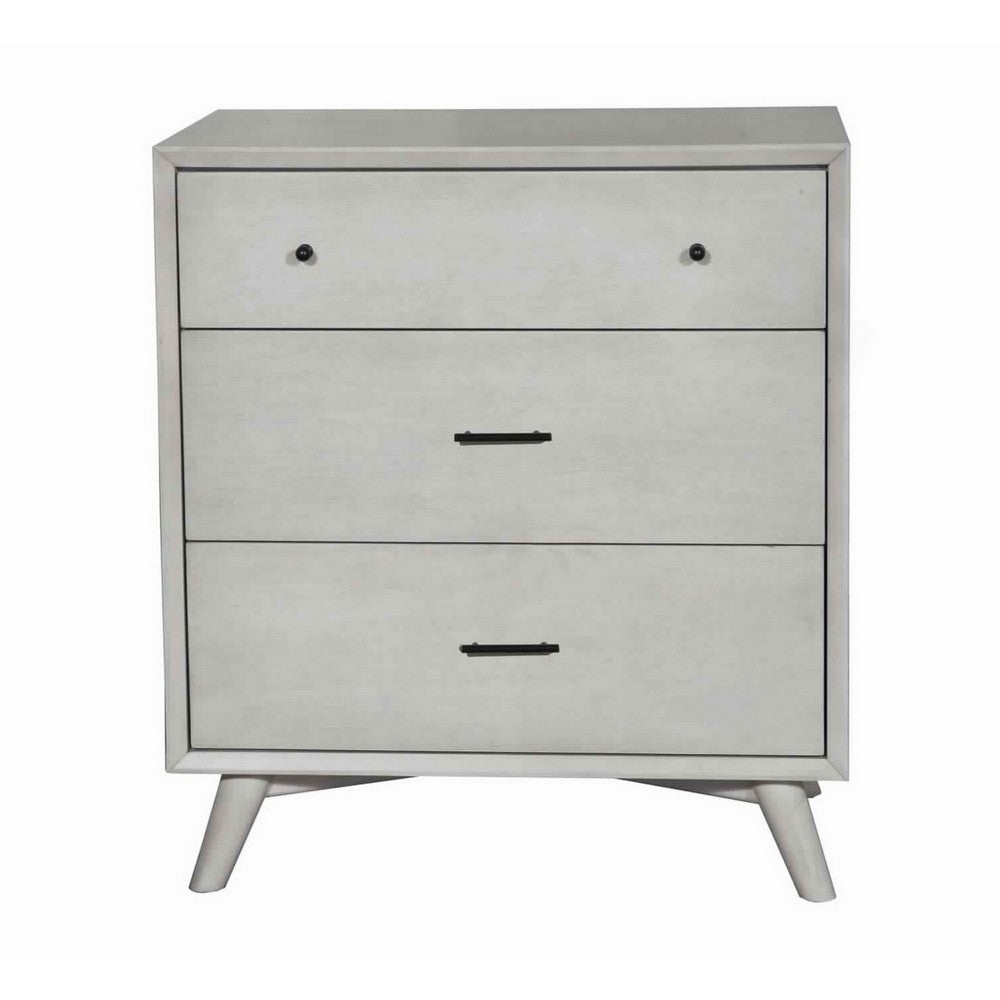 3 Drawer Mid Century Modern Wooden Chest with Splayed Legs, Small, Gray - BM222489